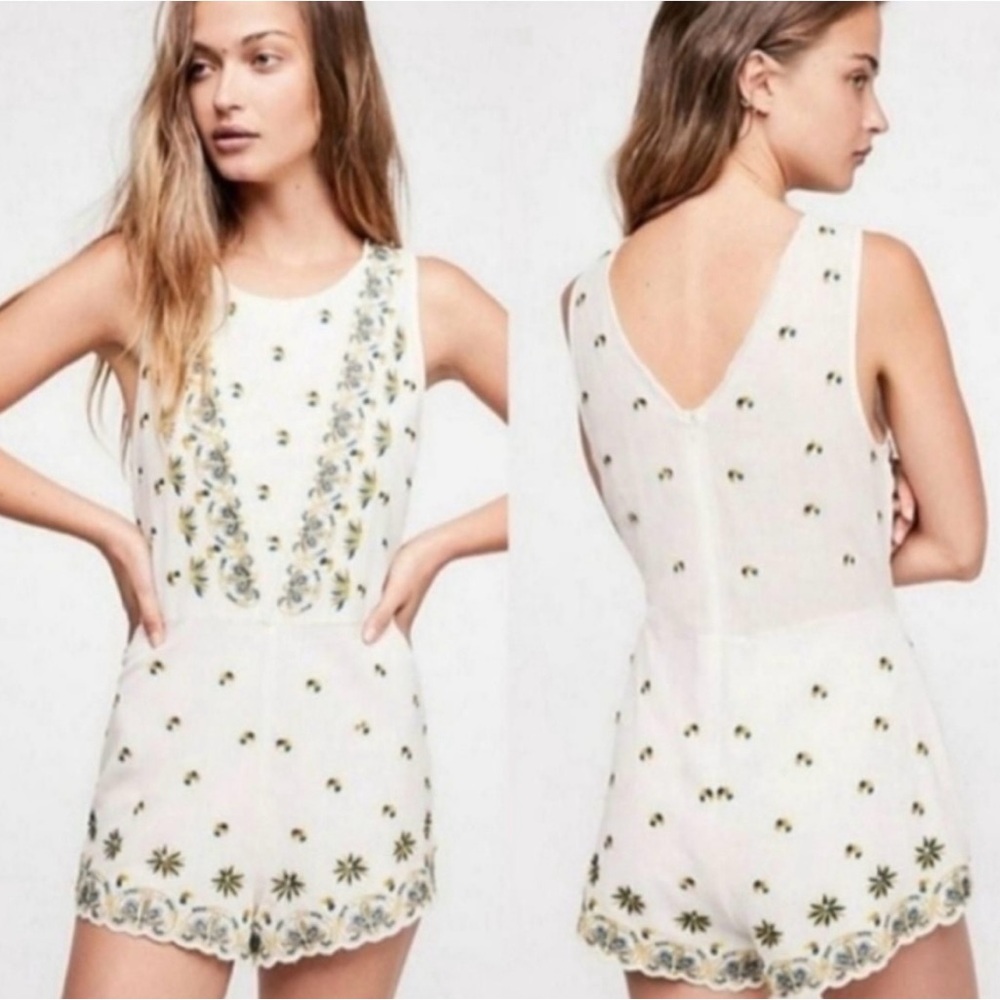 Embroidered Cotton Romper from Free People